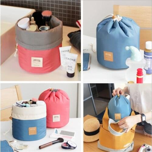 High Quality Waterproof Barrel Travel Cosmetic Bag Cosmetic Bag Nylon Wash Bag Dressing Box Storage Bag Large Capacity