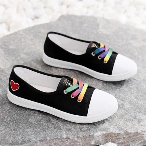 Womens Fashion 2021 Vulcanized Shoes Womens Sports Shoes New Rainbow Retro Canvas Shoes Flat-Bottom Fashion Comfortable Low-To