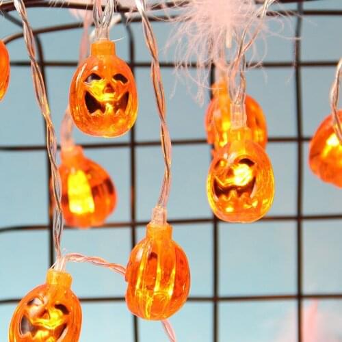 10 LED Halloween Pumpkin Lamp Props Decoration Hanging String Lights Warm White Lanterns For Christmas Halloween Party Decor