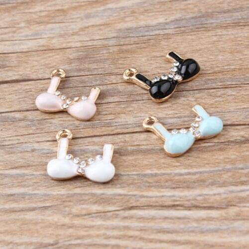 10pcs/lot Rhinestone Bra Enamel Charms Underwear Alloy Fit Oil Drop Pendant For DIY Bracelet Earring Jewelry Accessories YZ104