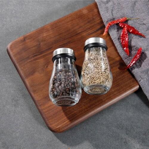 110ML 304 Stainless Steel Seasoning Bottle Kitchen Glass Seasoning Jar Salt Shaker