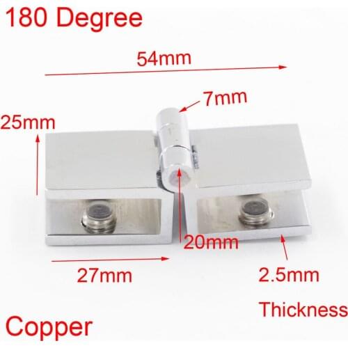2PCS Angle 180 Degree Copper Glass Hinge Cabinet Hinges