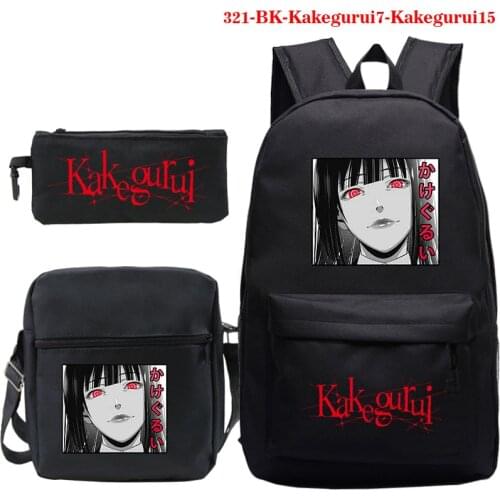 3pcs/set Cartoon Kakegurui Backpacks Students School Backpack Boys Girls book bag Teens Travel Mochilas Mens Womens backpack