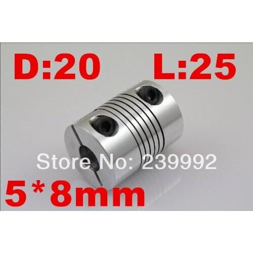 3pcs/lot 5X8mm Flexible Shaft Coupling D20 L25 Aluminium Motor Coupling 5mm to 8mm Coupler CNC part