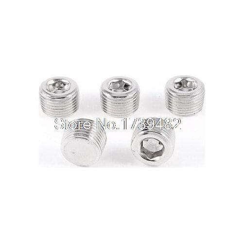 5 x Air Pipe Fittings 3/8"PT Male Thread Hex Socket Plugs Caps 11mm Height