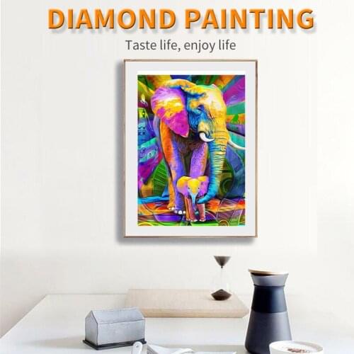 5D DIY Diamond Painting Colorful Elephants Baby Family Embroidery Full Cross Stitch Mosaic Rhinestone Home Decor Handmade Gifts