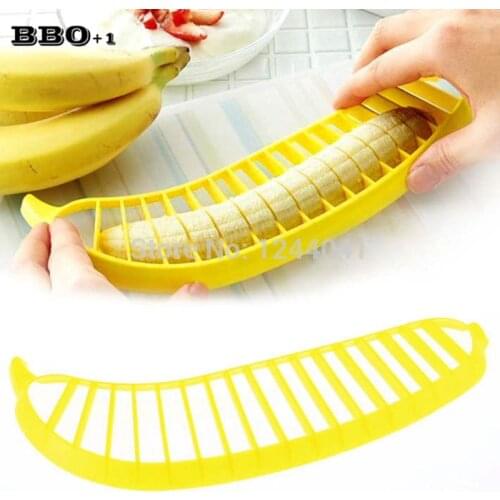 6pcs Banana Cutter Plastic Fruit Vegetable Salad Tools Cheap Portable Banana Slicer Chopper Creative Kitchen Tool