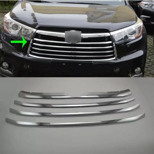Car Accessories Exterior ABS Chrome Front Down Grille Decorative Frame Cover Trim For Toyota Highlander 2015 Car-styling