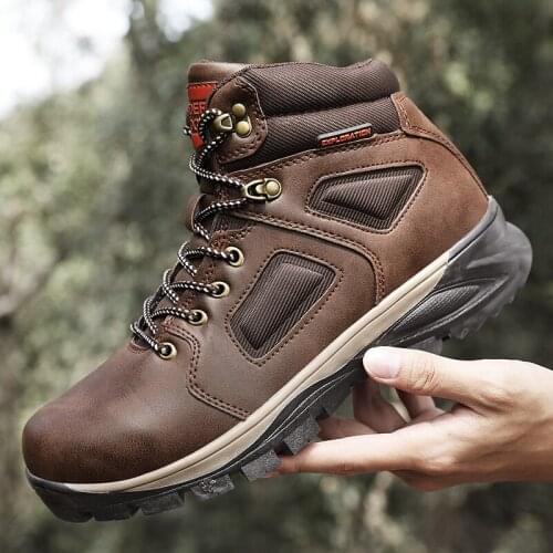 Men Boots Autumn Breathable Comfortable Lace-up Couple Ankle Boots Yellow Tooling Boots Men Sneakers Big Size 46