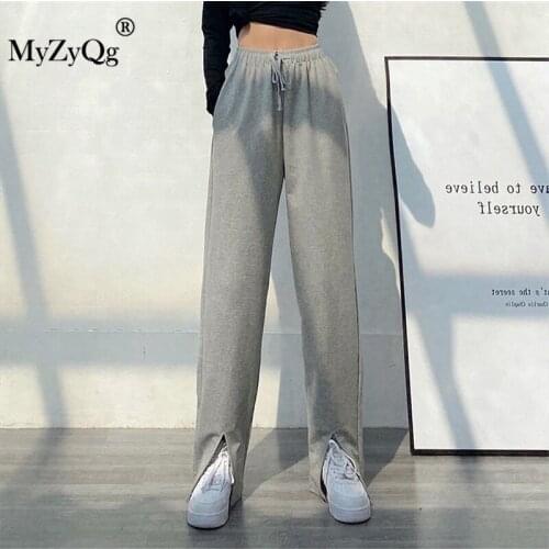 MyZyQg Women Pants Loose Casual Joggers Sports High Elastic Fitness Slim Running Tights Sportswear Wide Leg Trousers Clothing
