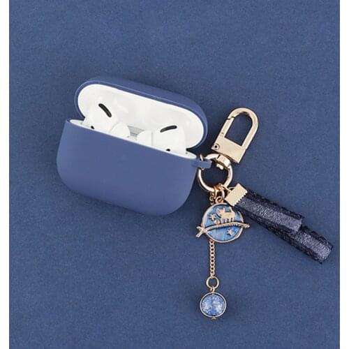 For AirPods Pro Cases Dream Blue Silicone Earphone Case For AirPods Pro 3 Bluetooth Headset Cover With Cute Cat Planet Keychain