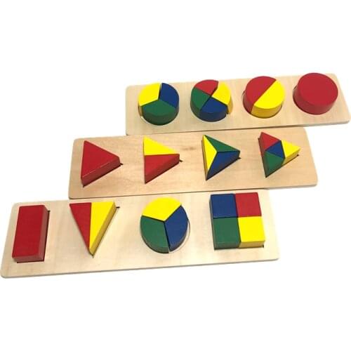Shape Puzzle Educational Toy Wooden Montessori Mathematics Materials Multiple Blocks for Kids Early Learning Geometric Bricks