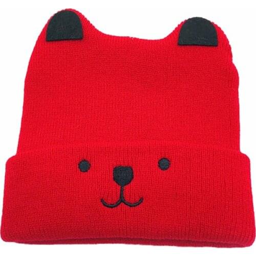 Babies Warm Hats Bear Cartoon Hat Childrens Wool Knit Caps Autumn Winter Baby Boy Girl Cute Ears Hat For Kids Gift Caps