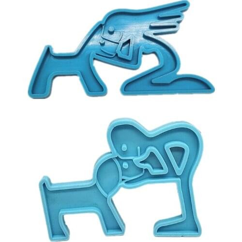 Dogs Kiss Keychain Epoxy Resin Mold Jewelry Pendant Silicone Mould DIY Crafts Ornaments Decorations Casting Tool