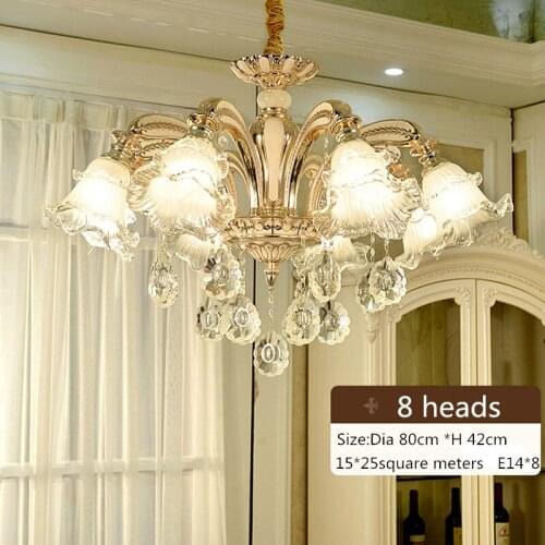 European wrought iron crystal glass 10/8/6/3 heads chandelier living room dining room bedroom lamp free shipping