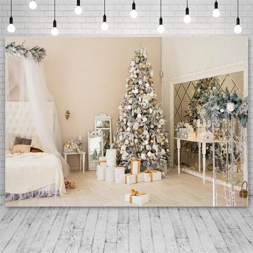 Avezano Backdrops Winter Merry Christmas Tree Gift Bedroom Mirror Decoration Photography Backgrounds For Photo Studio Photophone