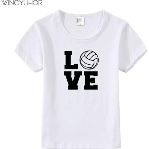 Love Volleyball Funny Printed T-shirt Kids Summer Casual Short Sleeve T Shirt Baby Boy Girl Tops Volleyballer Gift Tee
