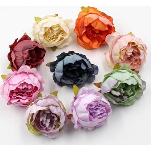 2Pcs Artificial Peony Flower Head Home Wedding Party DIY Craft Desk Decoration Home Decor Simulation Small Peony Flower Head