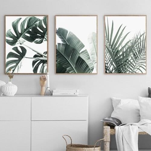 Wall Art Print Canvas Painting Fresh Green Big Leaves Nordic Posters And Prints Tropical Plants Wall Pictures For Living Room