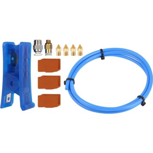 3D Printer Kit with Blue Tubing 1M, PTFE Tube Cutter, Pneumatic Fittings and MK9 Socks and Extra Nozzles for CR-10 Series