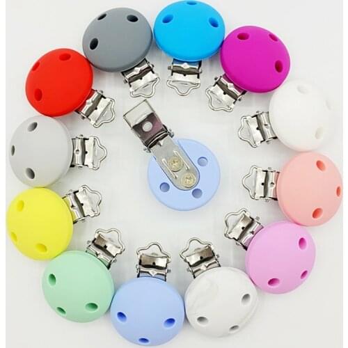 10pcs Round Silicone Pacifier Clips BPA Free Baby Teether Nipple Clip Teething Pacifier Chain Accessories Infant Clasps Holders