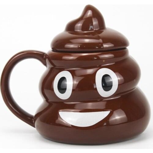Cartoon Smile Poop Mug Tea Coffee Cup Funny Humor Gift 3D Pile of Poop Mugs With Handgrip Lid Tea Office Cup Drinkware 400ml