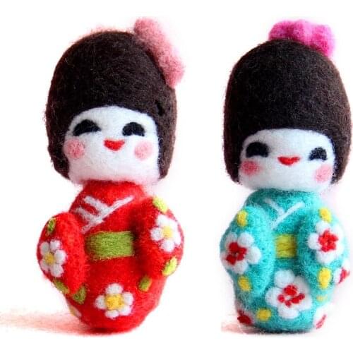 Japanese Mini Doll Needle Felting Kits for Beginners, Needles, Finger Guards, Foam Mat, Instructions, DIY Wool Craft Gift