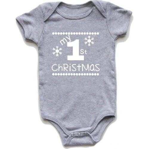 My First Christmas Toddler Jumpsuit Costumes for Baby Party Dress Newborn Baby Cotton Baby Rompers Funny Short Sleeve Jumpsuit
