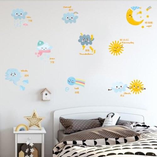 Cartoon Weather Sun Clouds DIY Wall Sticker Nursery Childrens Room Living Room Murcal Decal Wallpaper Home Decoration New