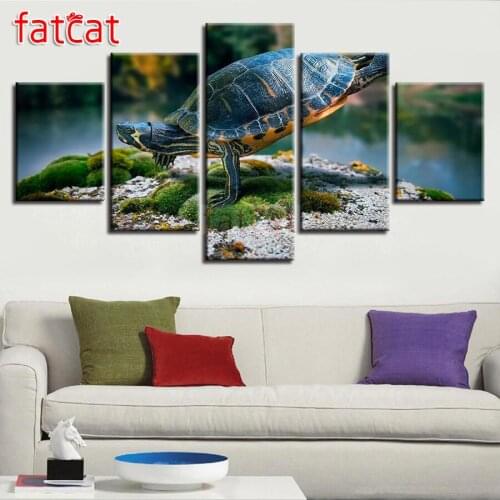 FATCAT tortoise 5 Piece Diy Diamond Painting Full Square Round Drill Mosaic Embroidery Sale Needlework Home Decoration AE2594