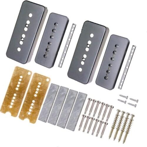 A Set Guitar Humbucker Pickup Kits Producing Accessories Brass Coverand Baseplate & Silver Pole screws for electric guitar