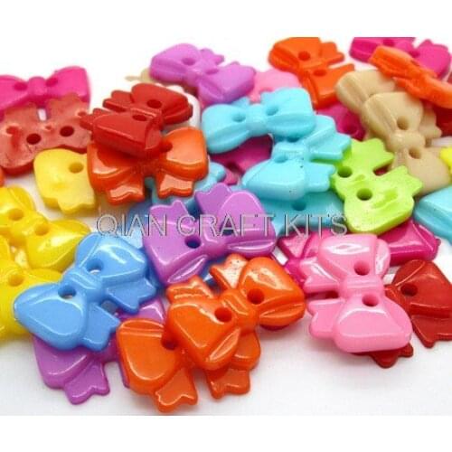 Set of 500pcs big Mixed Color Bow Nylon plastic Buttons Fit Sewing Or Scrapbook 18mm