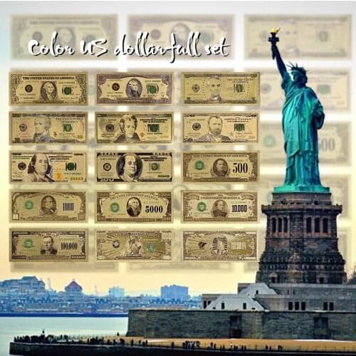 GOLD BANKNOTE SET 1,2,5,10,20,50,100 ,500,1000,5000,10000,100000,1 Million,1 Billion and New USD100 US BANK NOTE DOLLAR BILL