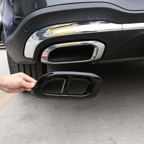 For Mercedes Benz GLE GLC GLS W167 X253 X167 ABS Black/Silver Muffler Exhaust Pipe Tail Cover Stickers Exterior Car Accessories