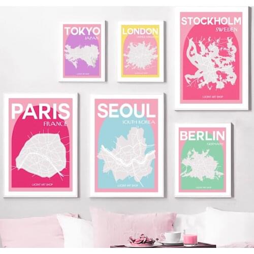 New York Paris London Berlin Tokyo Rome Wall Art Canvas Painting Nordic Posters And Prints Wall Pictures For Living Room Decor