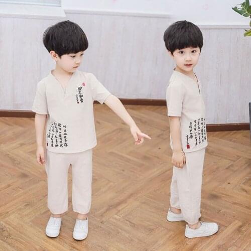 New Sale V Collar Design 2 Pieces Kids Short Sleeve T Shirt Tops+ Pants Set For Toddler Baby Boys Clothes Casual Cool Boy Suit