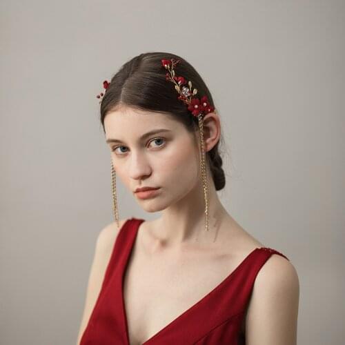 Romantic Bridal Headdress Crystal Rhinestone Cloth Pearl Flower Two-Hairnips for Wedding Perform Studio Travel Photo Props O389