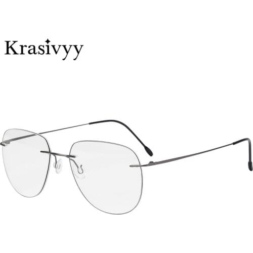 Krasivyy Rimless Glasses Frame Men Pilot Titanium Ultralight Prescription Frameless Optical Eyeglasses Frames European Eyewear