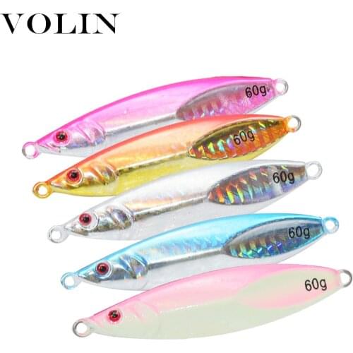 VOLIN NEW Slow Jigging Metal Lead Lure 60g 80g 100g Saltwater Metal Fishing Lure Artificial Bait Casting Fishing Tackle