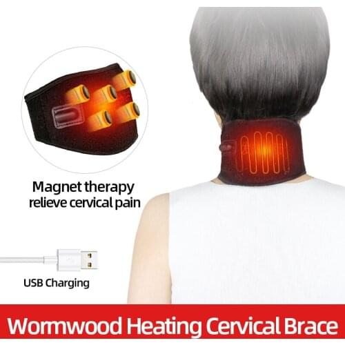 Adjustable Temperature/Time Magnetic Therapy Neck Brace Belt For Men/Women Warm Shoulder/Neck Stretch Massager