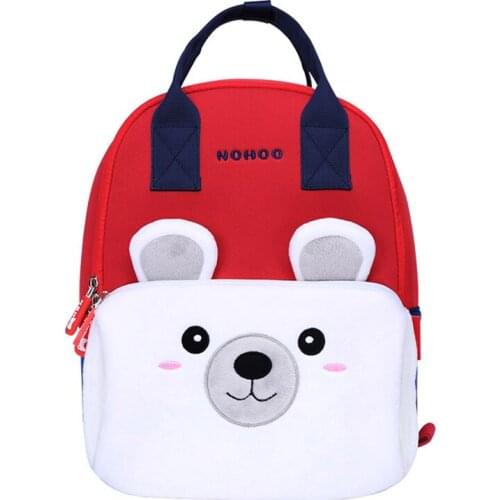 Cartoon Polar Bear School Backpacks for Boys Girls Cute White Bear Kindergarten Kids School Bags with Handle Christmas Gift