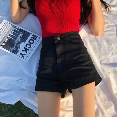 Shorts Women Solid Loose Korean Style Elasticity New Fashion Slim Sexy Streetwear Denim Summer Hot Short Vintage Leisure Y745