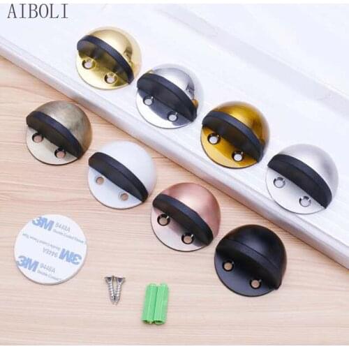 Hidden Stainless Steel Rubber Dual-use Door Stopper Door Holders Catch Floor Mounted Nail-free Door Stops Sticker Door Stop