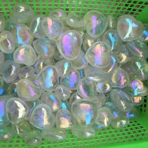 Titanium Rainbow Aura Heart Shaped Crystal Agate Quartz Geode Stone Crafts Decor Natural Stones and Minerals
