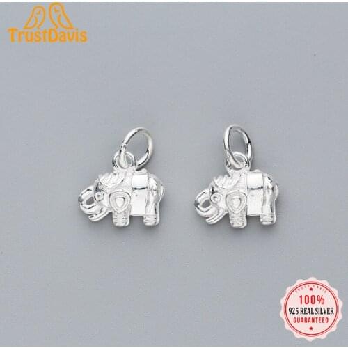 TrustDavis Fashion Real 925 Sterling Silver Sweet Animal Elephant Charms For Bracelet Necklace DIY Accessories Jewelry DZ439