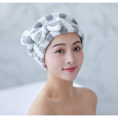Coral Velvet Drying Long Hair Turban Wrap Dry Hair Cap Bowknot Hair Drying Towels Drying Bath Cap Wet Hair Wrap Towels for Wome