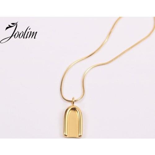 Joolim Jewelry PVD Gold Finish Symple Easiest Love Tag Pendant Necklace Stylish Stainless Steel Necklace