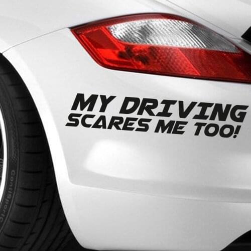 Funny MY DRIVING SCARES ME TOO Window Vinyl Decal Sticker Funny stickers 20x6cm