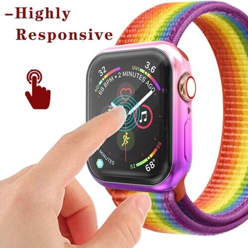 Soft TPU Screen Protector Case for Apple Watch Series 6 5 4 3 2 38mm 40mm 42mm 44mm Gradient Color Protective Cover Bumper Shell