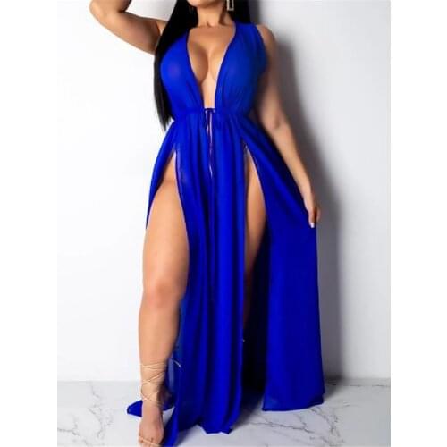 Womens sexy lingerie mesh see through slit sleepwear night gown sexy clubwear bikini cover up